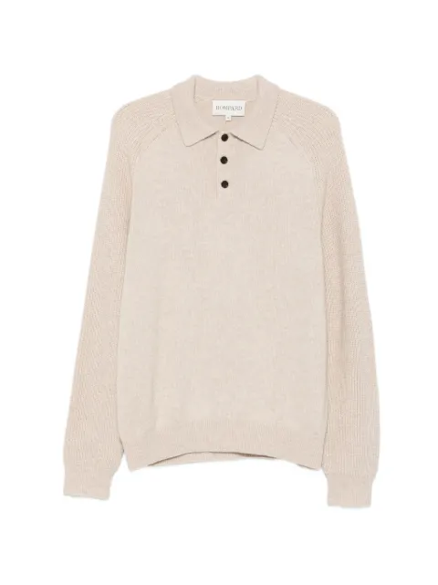 BOMPARD raglan-sleeve cashmere-blend polo shirt Neutrals MO4219