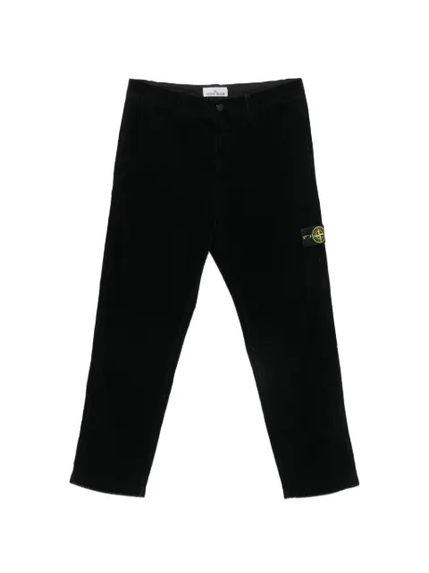 Stone Island Compass-motif corduroy trousers Black L2S153100059S0212