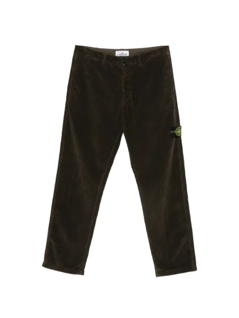 Stone Island Compass-motif corduroy trousers Brown L2S153100059S0212