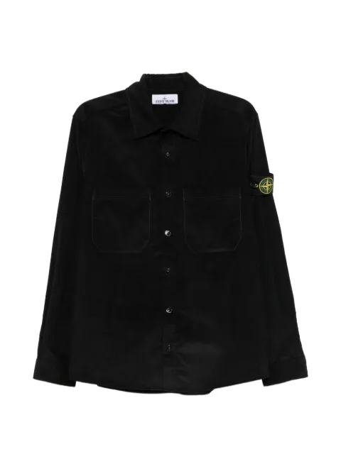 Stone Island corduroy-texture logo-patch shirt Black L2S151200042S0144