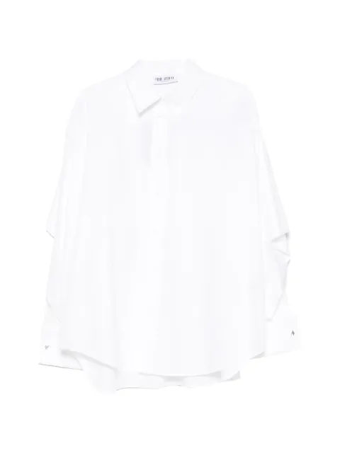 The Attico cape-effect embroidered-logo shirt White 261WCH00052CCC052AA