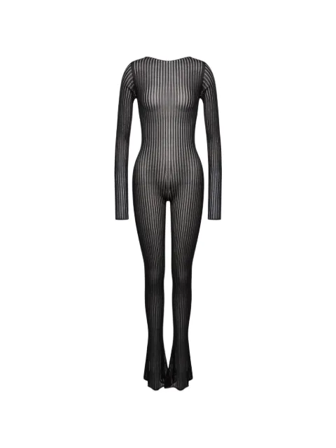 DONDUP ribbed-knit open-back jumpsuit Black DA566M01045D999