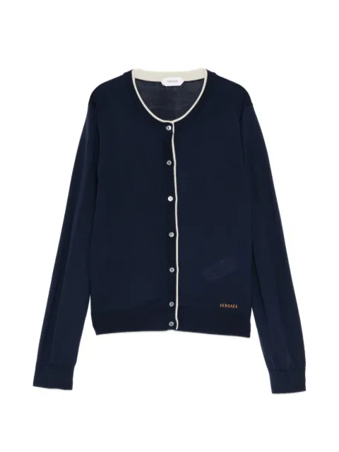 Versace contrast-trim button-up cardigan Blue 10244001A17823