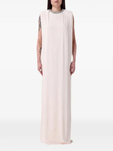 Elisabetta Franchi crystal-embellished crêpe dress Neutrals AR83J63E2