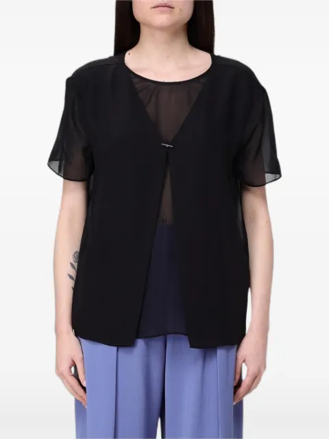 Emporio Armani chiffon-panel bar-fastening top Black EW003333AF10209
