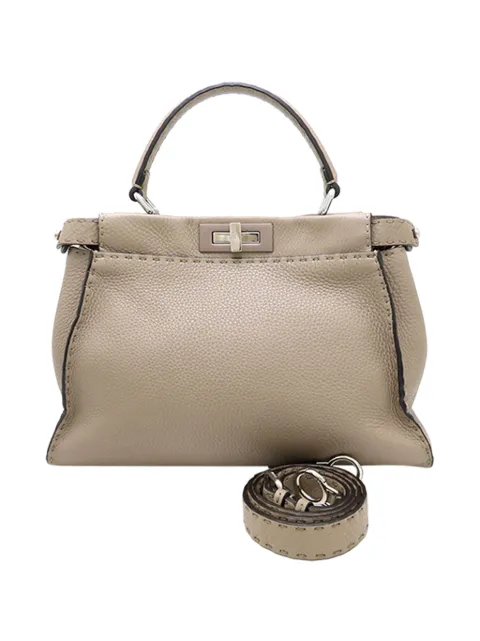 Fendi Pre-Owned 2000-2010 Medium Leather Selleria Peekaboo Iconic satchel Brown SDMSA3OC1DKEYO4J