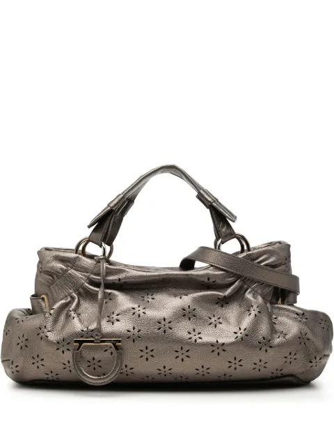 Ferragamo Pre-Owned 2010-2026 Perforated Metallic Calfskin Gancini satchel Brown 3HVUWVH7YZIKLT8Q