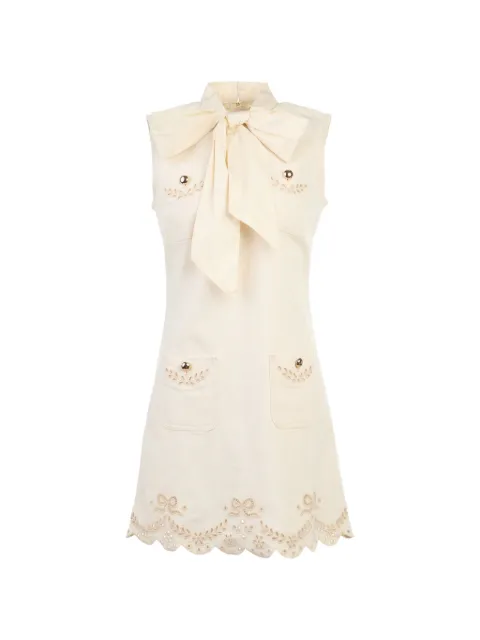Self-Portrait cream broderie denim mini dress Neutrals PF26817SC