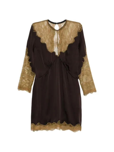 The Attico lace-trim mini dress Brown 261WCA00517MIX113AA