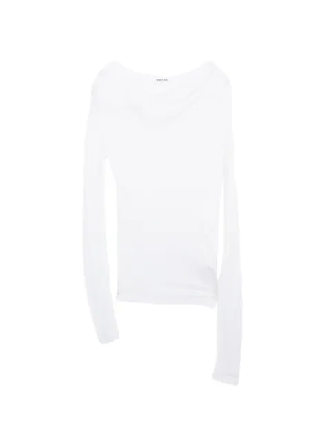 Helmut Lang twisted long-sleeve sheer top White HLXTP509C7JXRWHX00S
