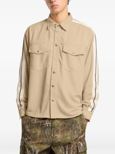 Palm Angels logo-print side-stripe shirt Neutrals PAMBN02F26FB016310