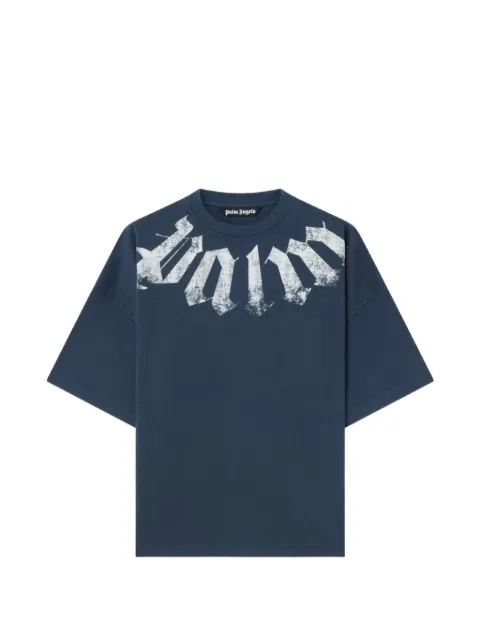 Palm Angels logo-print cotton T-shirt Blue PAMAA03F26JR014603