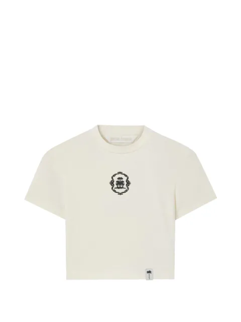 Palm Angels Lions Herald cropped T-shirt Neutrals PAWAA02W26JR040310