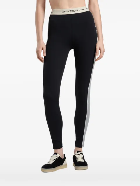 Palm Angels logo-waistband side-stripe leggings Black PAWVK04F26FB011009