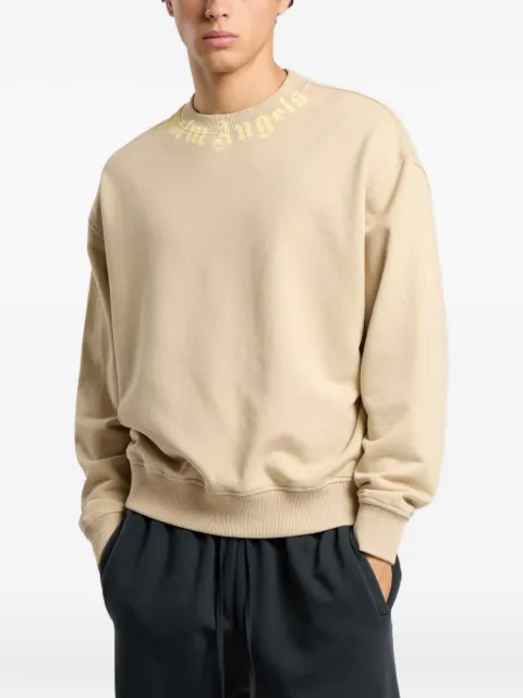 Palm Angels neck logo regular crew sweater Neutrals PAMBA03F26FL016319