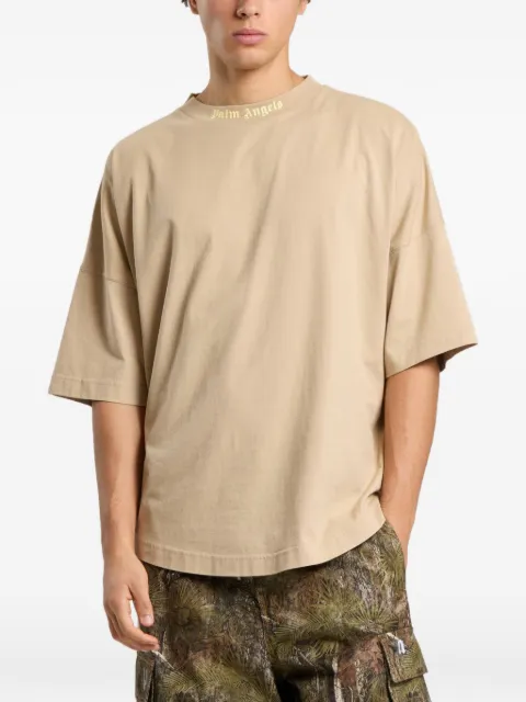 Palm Angels logo-print oversized T-shirt Neutrals PAMAA05F26JR026319