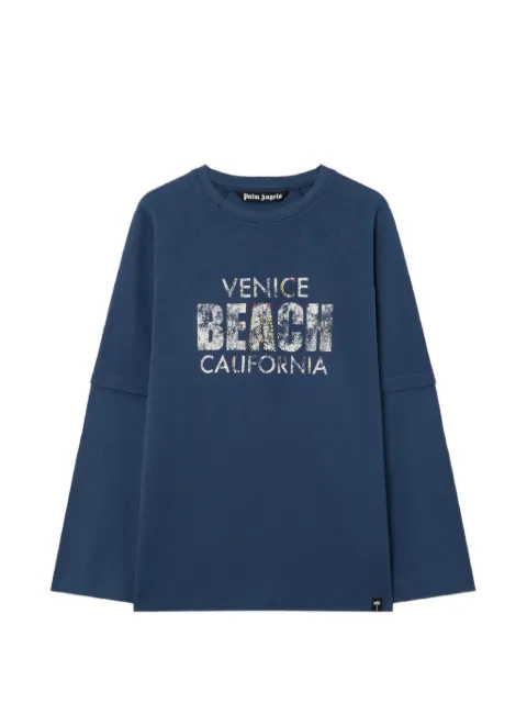 Palm Angels Cali Vibes layered tee Blue PAMAB03F26JR014603