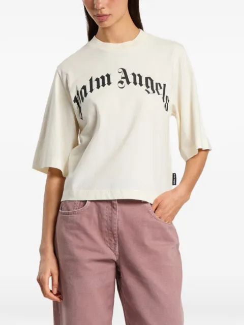 Palm Angels logo-print boxy T-shirt Neutrals PAWAA03F26JR010310