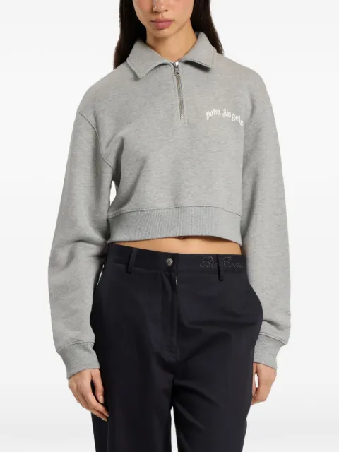 Palm Angels logo-print cropped sweatshirt Grey PAWGC03F26FL010803