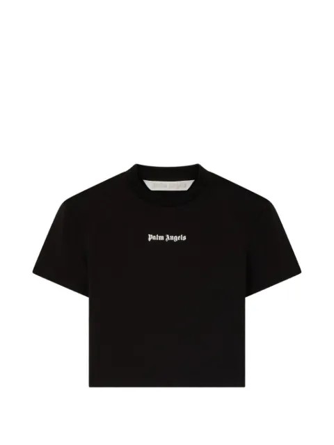 Palm Angels logo-print cropped T-shirt Black PAWAA02F26JR011003