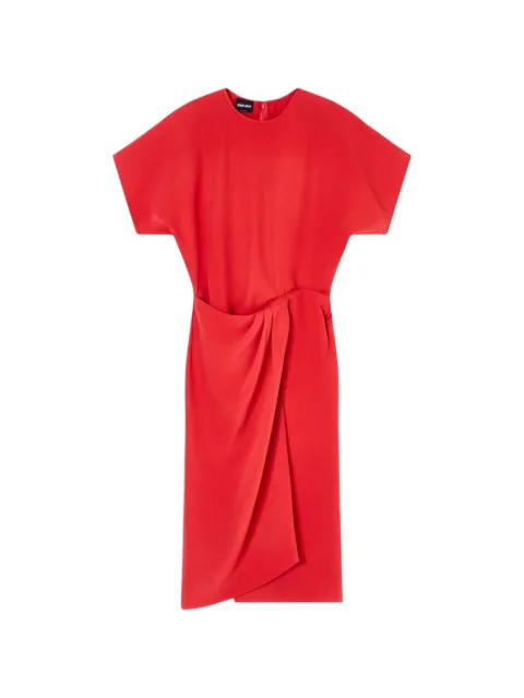 Giorgio Armani draped short-sleeve midi dress Red GW002820TE20007