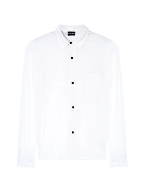 Giorgio Armani fine-knit chest-pocket shirt White GM003158AF24760