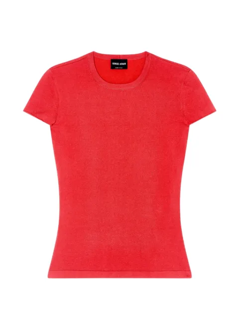 Giorgio Armani fine-knit short-sleeve top Red GW002906AF24167