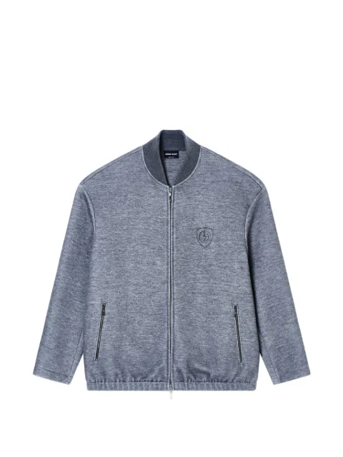 Giorgio Armani logo-patch zip-up jacket Grey GM003186TE20244