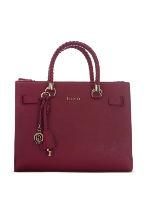 LIU JO braided-handle logo-plaque shoulder bag Red AF6086E1019