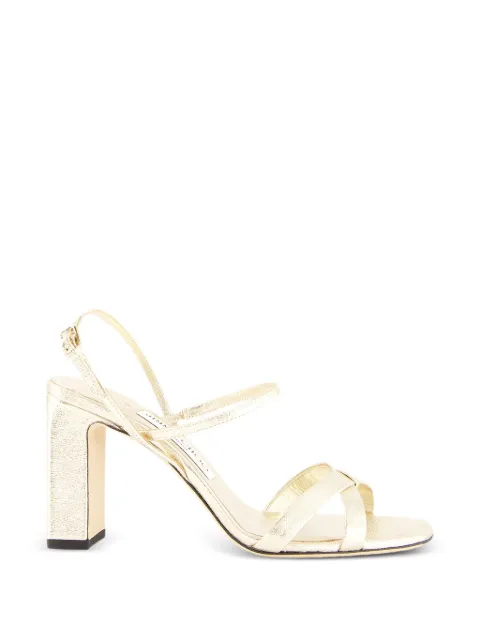 Jimmy Choo Elsy block-heel 85 brilliance-fabric sandals Gold J000183876