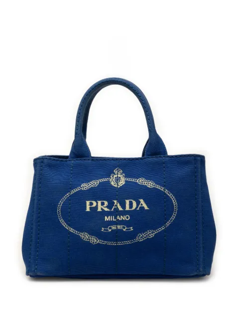 Prada Pre-Owned 2013-2026 Small Canvas Canapa Logo satchel Blue VOJ4SN6WE844YKKL