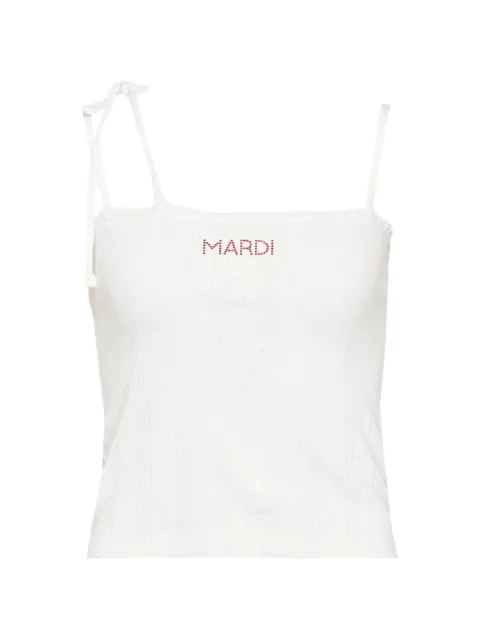 Mardi Mercredi eyelet-detail ribbon sleeveless top White 26SSMFK61JNS007IVQQ0000IVOR