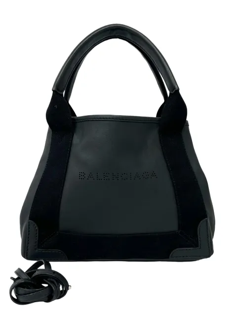 Balenciaga Pre-Owned 2010-2026 Calfskin Perforated Navy Cabas Tote XS satchel Black HJE0DS3NCYVFJ6MH