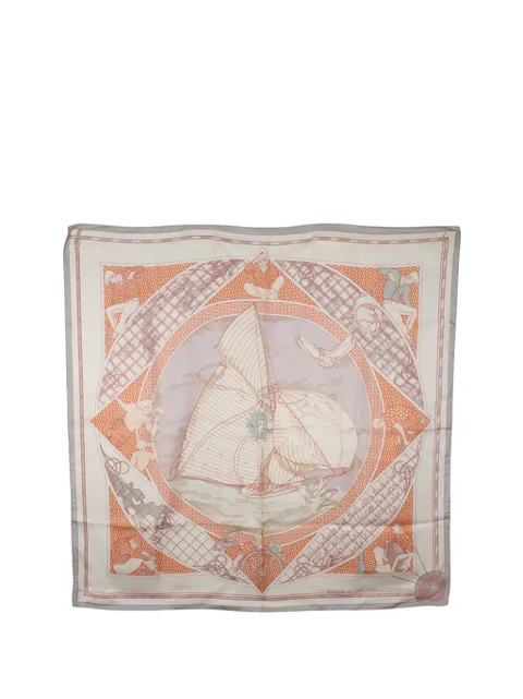 Hermès Pre-Owned 2021-2026 Voyage Au Long Cours Silk Scarf 90 scarves White G8037QA0S59CWK2J