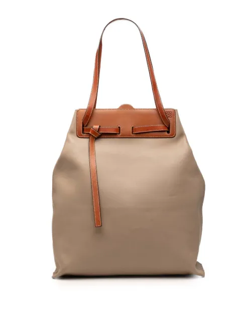 Loewe Pre-Owned 2019 Calfskin Lazo tote bag Brown F4HCYQC3NSDPE2TK