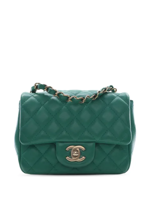 CHANEL Pre-Owned 2021-2026 Mini Square Classic Lambskin Single Flap crossbody bag Green 0LLDZUFZHSFXDZ2V