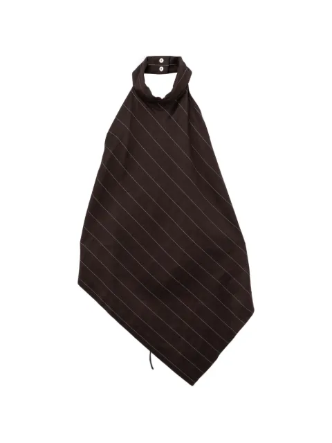 Helmut Lang pinstripe-pattern asymmetric-hem top Brown HLXTP505D1UXRBWX00S