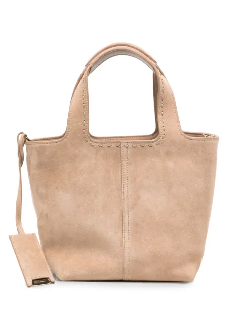 Santoni mini Chapelier whipstitch-trim tote bag Neutrals DIBBA2781BAHSMW