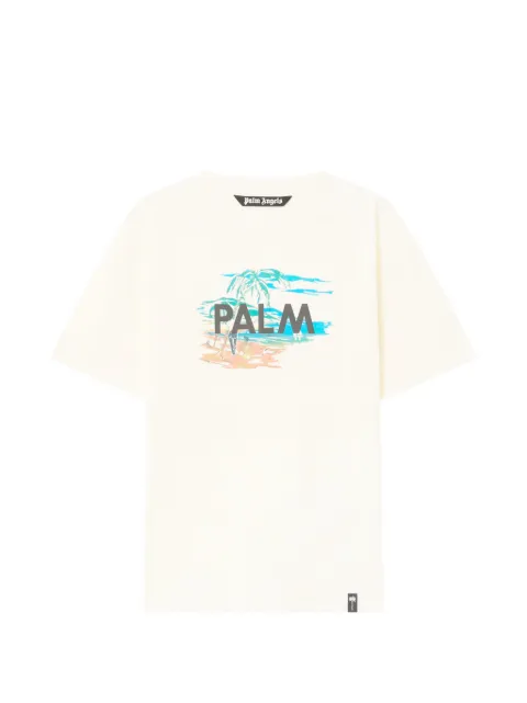 Palm Angels Palm Island graphic-print T-shirt White PAMAA01F26JR040384
