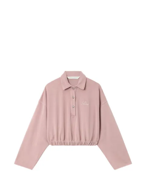 Palm Angels Palm Sway cropped long-sleeve polo Pink PAWGC01F26FL013803