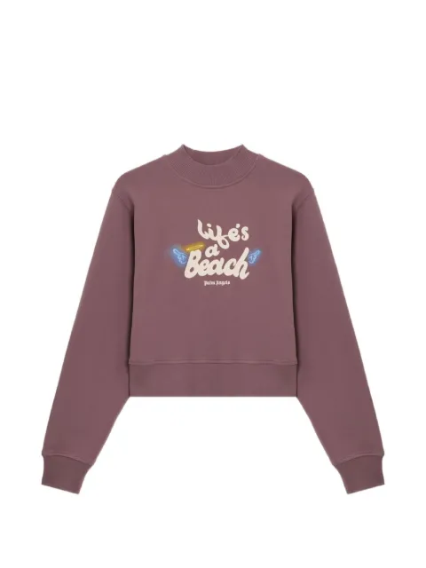 Palm Angels Life's A Beach cropped sweatshirt Purple PAWBA04F26FL01383B
