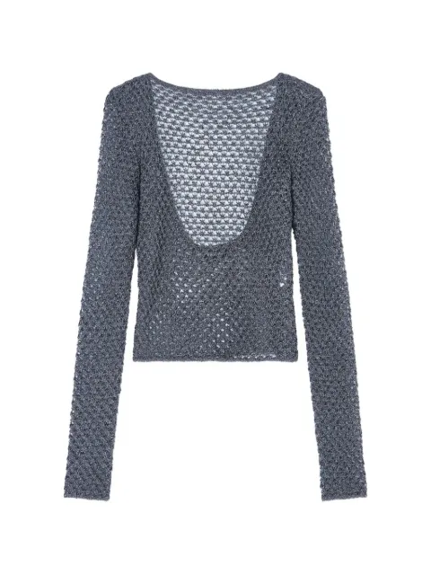 Giorgio Armani open-knit scoop-back sweater Grey GW002911AF24172