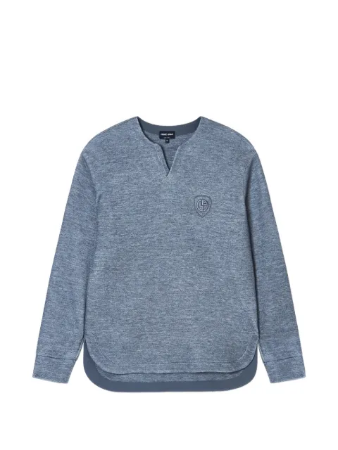 Giorgio Armani logo-embroidered V-neck sweatshirt Blue GM001252TE20244