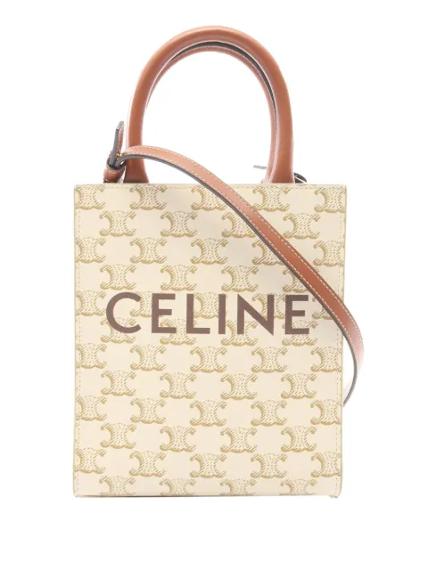 Celine Pre-Owned 2010-2026 Mini Triomphe Coated Canvas Vertical Cabas satchel White 8JGO7ZNHKA3CQ1VT
