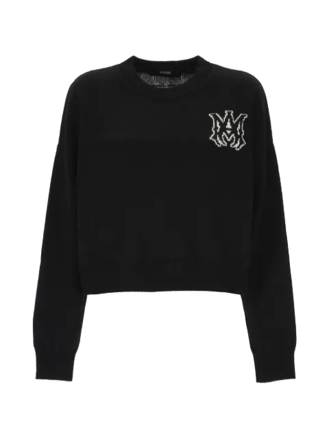 AMIRI logo-embroidered merino-wool sweater Black AWKNCW1030