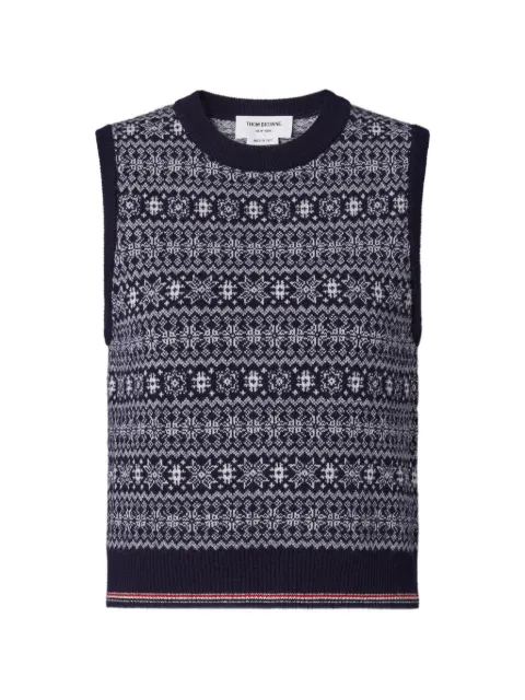 Thom Browne merino-wool jacquard snowflake shell top Blue FKV240AY1007