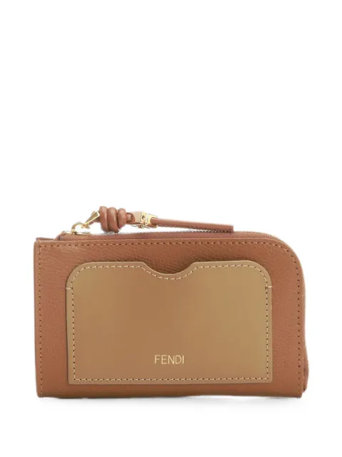 FENDI FF Diamonds leather card holder Brown 8M0558