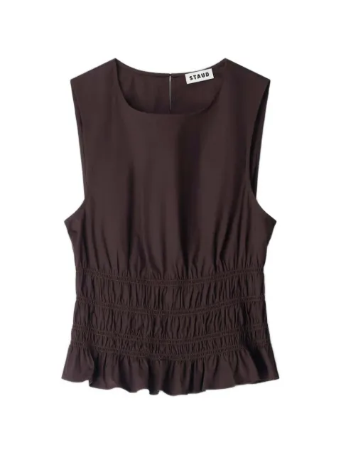 STAUD Culver shirred ruffled top Brown R26P1148PO