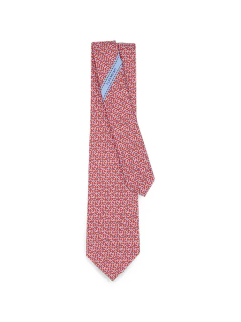 Ferragamo Gancini-print silk tie Red 794544