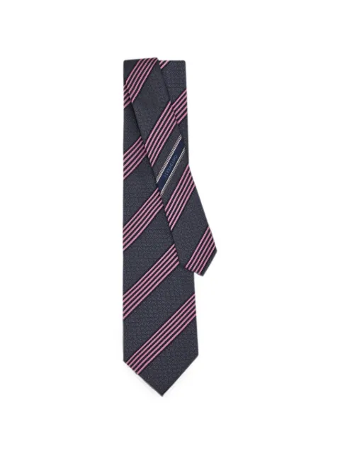 Ferragamo Regimental Gancini silk jacquard tie Grey 794444